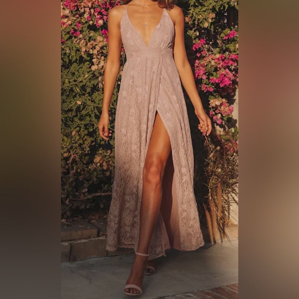 Lulu's Blush Lace Maxi Dress